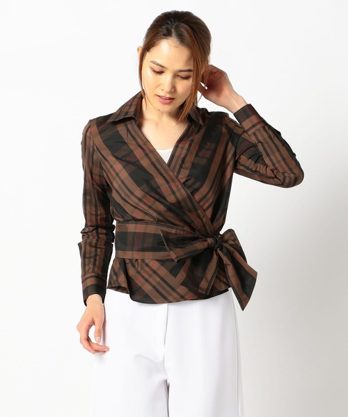 NARACAMICIE（ナラカミーチェ）の「イタリアンチェックカシュクールシャツ（シャツ/ブラウス・レディース・ブラウン/オレンジ・MEDIUM/SMALL/LARGE）」の21枚目の写真