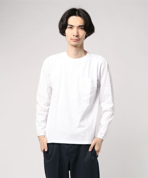 Good On（グッドオン）の「グッドオン LONGSLEEVE POCKET TEE GOLT1306（Tシャツ/カットソー・メンズ・ホワイト/ブラック/ネイビー/グレー/イエロー・S/M/L/LL）」の2枚目の写真