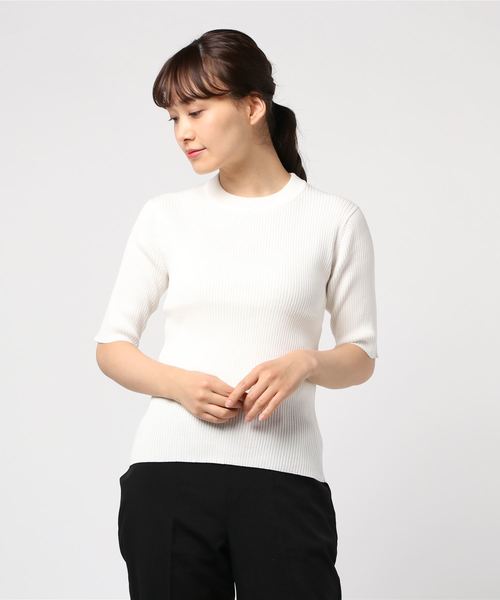 CLANE（クラネ）の「H/N RIB KNIT TOPS（ニット/セーター・レディース・ホワイト/ブラック/ベージュ/グリーン・2/1）」の8枚目の写真