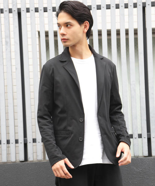 Bling Leads(ブリングリーズ)の「Bling Leads/強撚糸ジャージテーラードジャケット(テーラードジャケット)」|ブラック