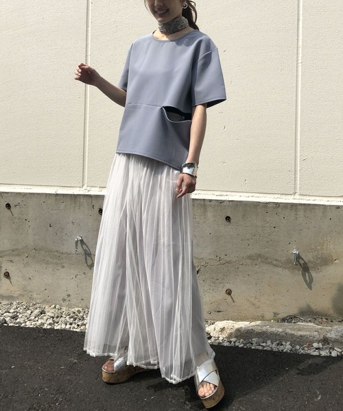 &g'aime（アンジェム）の「【&g'aime】シームスリットトップス（Tシャツ/カットソー・レディース・ホワイト/ブラック/イエロー/ブルー・FREE）」の11枚目の写真