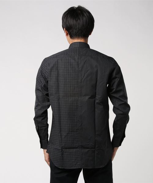 JOHN LAWRENCE SULLIVAN（ジョンローレンスサリバン）の「MIX BROADCLOTH ASYMMETRY COLLAR SHIRT（シャツ/ブラウス・メンズ・ホワイト/ブラック・44/46）」の4枚目の写真