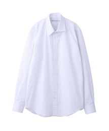 MIX BROADCLOTH ASYMMETRY COLLAR SHIRT