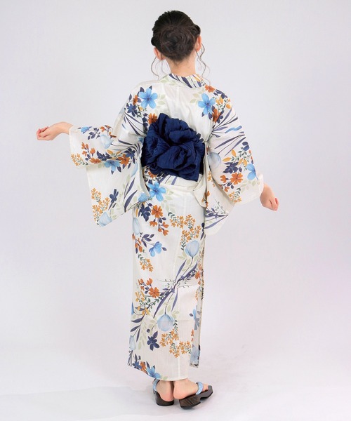 簡単着付け 浴衣 女の子 子供 セット( 浴衣 + 帯 + 腰紐2本