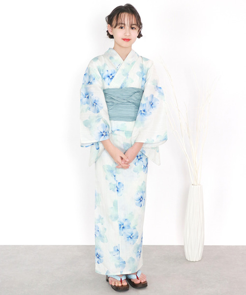 簡単着付け 浴衣 女の子 子供 セット( 浴衣 + 帯 + 腰紐2本