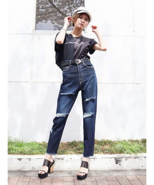 EMODA（エモダ）の「ドッキングエンブロイダリーTシャツ（Tシャツ/カットソー・レディース・カーキ/ブラック/ホワイト・FREE）」の7枚目の写真