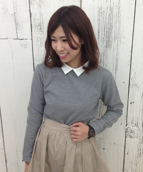 Chico（チコ）の「襟付きワッフルPO（Tシャツ/カットソー・レディース・グレー/ネイビー・FREE）」の2枚目の写真