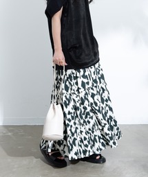 Libra Cue | Libra ﾚｵﾊﾟｰﾄﾞ柄ﾃｨｱｰﾄﾞﾛﾝｸﾞｽｶｰﾄ(スカート)