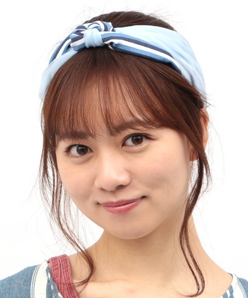 チチカカ（チチカカ）の「ストライプチュールコンビ　ヘアバンド（ヘアバンド・レディース・ブルー/イエロー/ブラウン・FREE）」の2枚目の写真