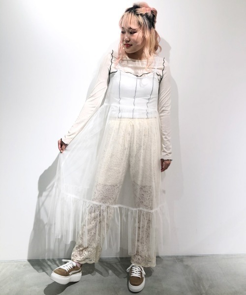 Candy Stripper（キャンディストリッパー）の「TULLE CAMISOLE ドレス（ワンピース・レディース・ブラック/オフホワイト/ピンク/イエロー・2）」の17枚目の写真