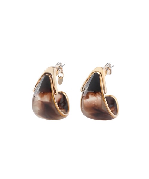 ANEMONE（アネモネ）の「つやつやプレートのシックカラーピアス[カール][S]（ピアス（両耳用）・レディース・カーキ/ブラウン/グレー/ライトピンク/グリーン・FREE）」の12枚目の写真