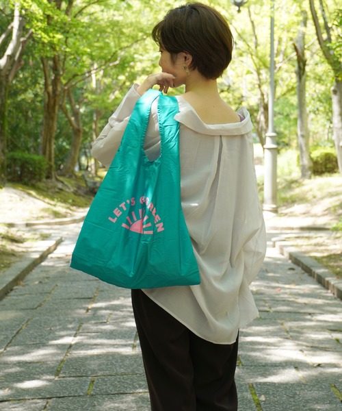 KIND BAG(カインドバッグ)の「〈KIND BAG/カインドバッグ〉プラスチック再生エコバッグ(エコバッグ/サブバッグ)」|グリーン×ピンク