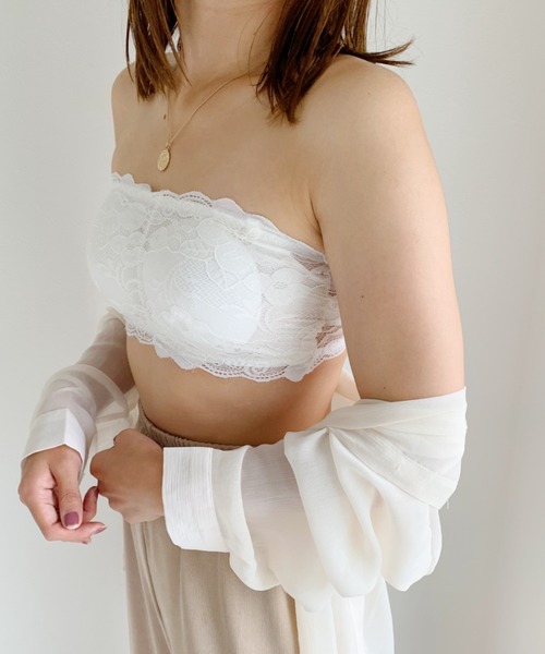 CLEA（クレア）の「カップ付 レース ブラ ストラップレス（チューブトップ・レディース・ホワイト/ブラック/ベージュ・FREE）」の9枚目の写真