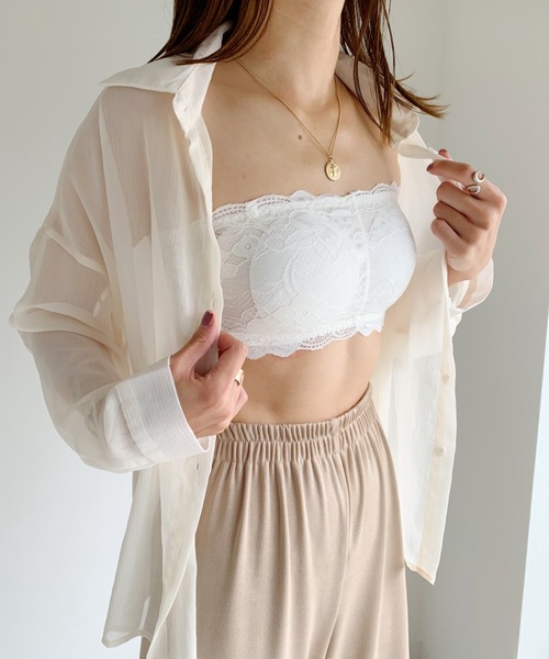 CLEA（クレア）の「カップ付 レース ブラ ストラップレス（チューブトップ・レディース・ホワイト/ブラック/ベージュ・FREE）」の8枚目の写真