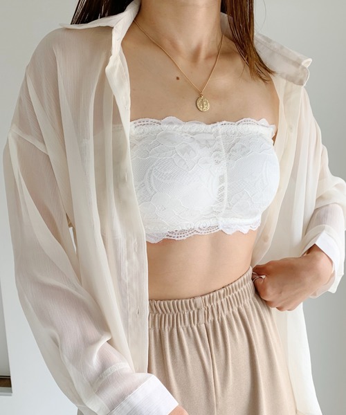 CLEA（クレア）の「カップ付 レース ブラ ストラップレス（チューブトップ・レディース・ホワイト/ブラック/ベージュ・FREE）」の7枚目の写真