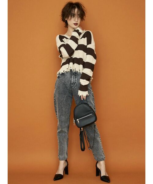 GYDA（ジェイダ）の「VネックグラインダーニットTOPS（ニット/セーター・レディース・ブラック/ブラウン/ベージュ・FREE）」の5枚目の写真