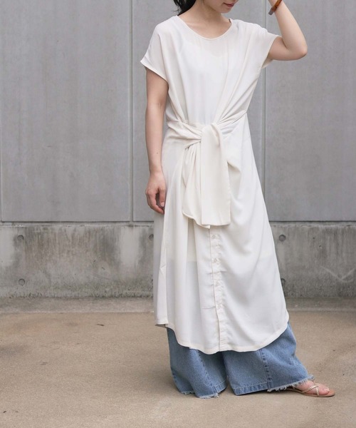 vingtrois（バントロア）の「【vingtrois】フロントリボンシャツワンピース（ワンピース・レディース・オフホワイト/テラコッタ/ネイビー・M）」の6枚目の写真