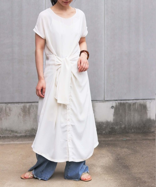 vingtrois（バントロア）の「【vingtrois】フロントリボンシャツワンピース（ワンピース・レディース・オフホワイト/テラコッタ/ネイビー・M）」の8枚目の写真