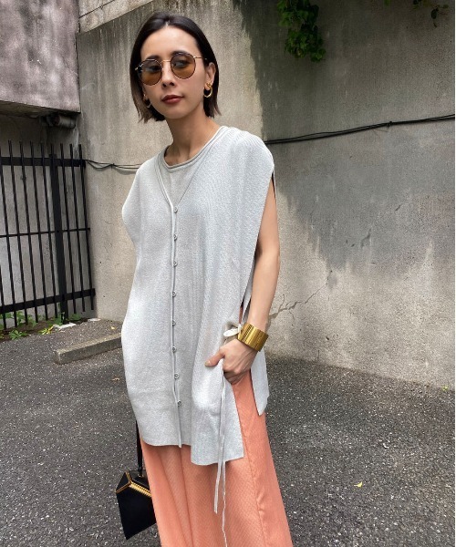 Ameri（アメリ）の「2WAY BIB LAYERED KNIT（ニット/セーター）」 - WEAR