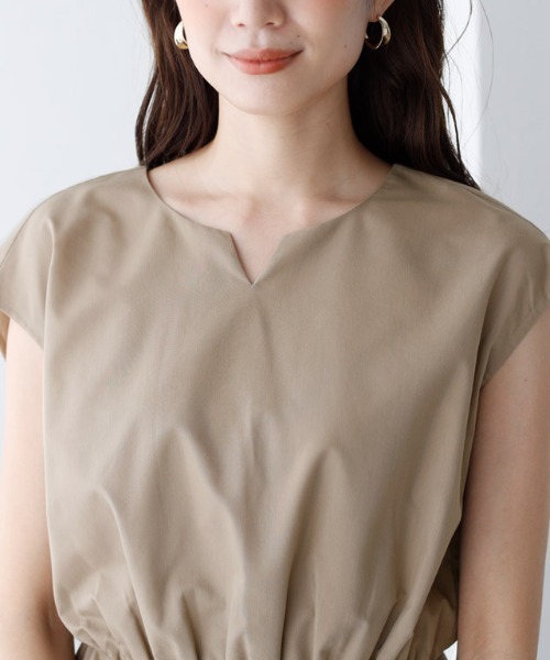 キーネックフレア切り替えワンピース