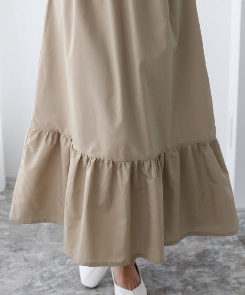 キーネックフレア切り替えワンピース