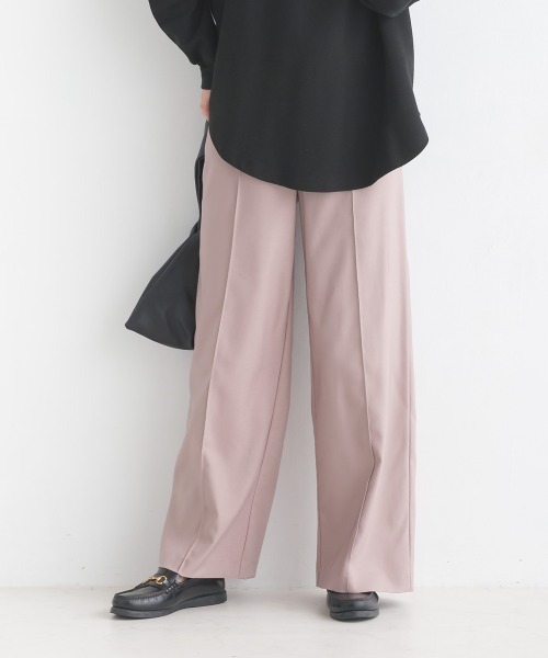 OMNES Another Edition(オムネス アナザーエディション)の「ストレッチカチオン センタープレスセミワイドパンツ(その他パンツ・レディース・ブラック/ブラウン/ベージュ/ピンクベージュ・FREE)」の4枚目の写真