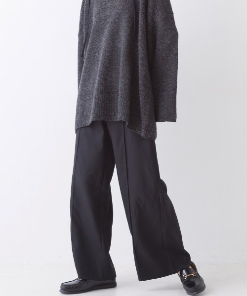 OMNES Another Edition(オムネス アナザーエディション)の「ストレッチカチオン センタープレスセミワイドパンツ(その他パンツ・レディース・ブラック/ブラウン/ベージュ/ピンクベージュ・FREE)」の2枚目の写真