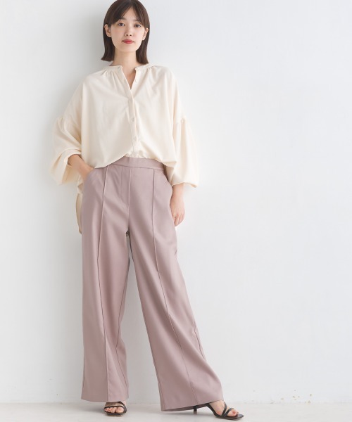 OMNES Another Edition(オムネス アナザーエディション)の「ストレッチカチオン センタープレスセミワイドパンツ(その他パンツ・レディース・ブラック/ブラウン/ベージュ/ピンクベージュ・FREE)」の18枚目の写真