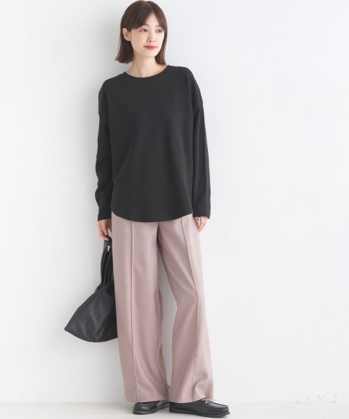 OMNES Another Edition(オムネス アナザーエディション)の「ストレッチカチオン センタープレスセミワイドパンツ(その他パンツ・レディース・ブラック/ブラウン/ベージュ/ピンクベージュ・FREE)」の19枚目の写真