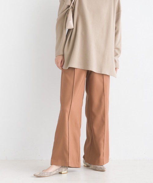 OMNES Another Edition(オムネス アナザーエディション)の「ストレッチカチオン センタープレスセミワイドパンツ(その他パンツ・レディース・ブラック/ブラウン/ベージュ/ピンクベージュ・FREE)」の5枚目の写真