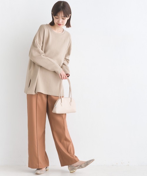 OMNES Another Edition(オムネス アナザーエディション)の「ストレッチカチオン センタープレスセミワイドパンツ(その他パンツ・レディース・ブラック/ブラウン/ベージュ/ピンクベージュ・FREE)」の8枚目の写真