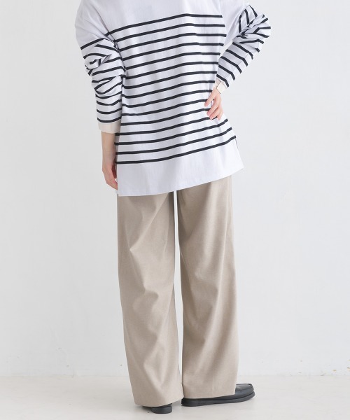 OMNES Another Edition(オムネス アナザーエディション)の「ストレッチカチオン センタープレスセミワイドパンツ(その他パンツ・レディース・ブラック/ブラウン/ベージュ/ピンクベージュ・FREE)」の12枚目の写真