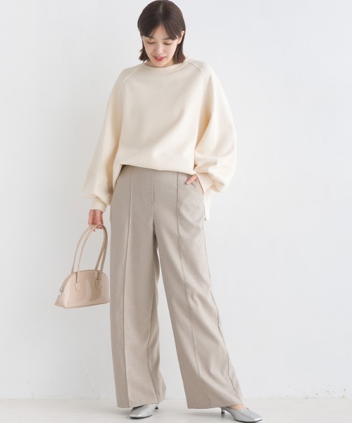 OMNES Another Edition(オムネス アナザーエディション)の「ストレッチカチオン センタープレスセミワイドパンツ(その他パンツ・レディース・ブラック/ブラウン/ベージュ/ピンクベージュ・FREE)」の14枚目の写真