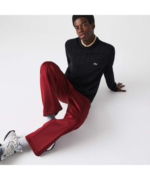 LACOSTE(ラコステ)の「ケーブル編みニットセーター(ニット/セーター・メンズ・ネイビー/オフホワイト/イエロー/ダークグレー/グレー/チャコールグレー/ライトブルー・2/4/3/5)」の3枚目の写真