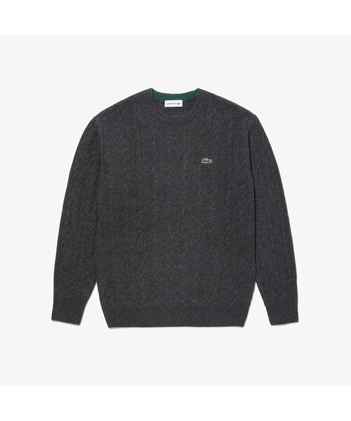 LACOSTE(ラコステ)の「ケーブル編みニットセーター(ニット/セーター・メンズ・ネイビー/オフホワイト/イエロー/ダークグレー/グレー/チャコールグレー/ライトブルー・2/4/3/5)」の4枚目の写真
