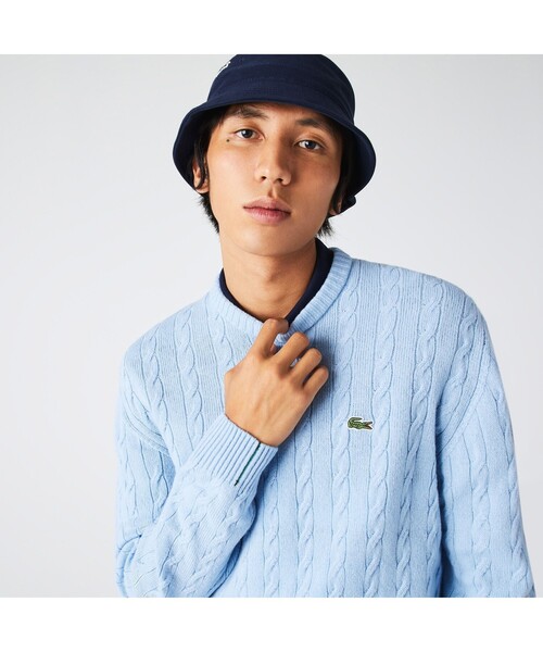 LACOSTE(ラコステ)の「ケーブル編みニットセーター(ニット/セーター・メンズ・ネイビー/オフホワイト/イエロー/ダークグレー/グレー/チャコールグレー/ライトブルー・2/4/3/5)」の5枚目の写真