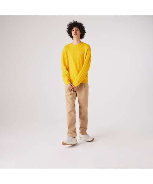 LACOSTE(ラコステ)の「ケーブル編みニットセーター(ニット/セーター・メンズ・ネイビー/オフホワイト/イエロー/ダークグレー/グレー/チャコールグレー/ライトブルー・2/4/3/5)」の8枚目の写真