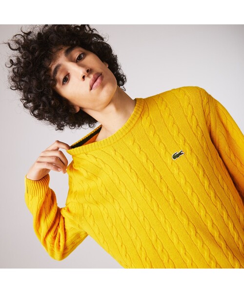 ☆LACOSTE☆ ケーブルカラーニットセーター セール】ケーブル編みニットセーター（ニット/セーター