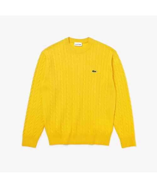 LACOSTE(ラコステ)の「ケーブル編みニットセーター(ニット/セーター・メンズ・ネイビー/オフホワイト/イエロー/ダークグレー/グレー/チャコールグレー/ライトブルー・2/4/3/5)」の11枚目の写真