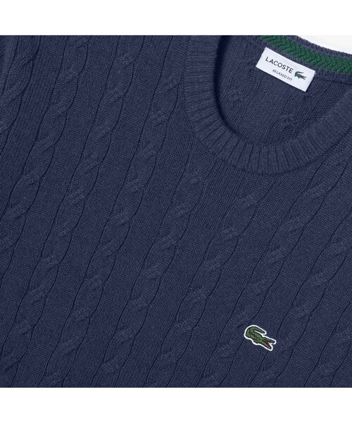LACOSTE(ラコステ)の「ケーブル編みニットセーター(ニット/セーター・メンズ・ネイビー/オフホワイト/イエロー/ダークグレー/グレー/チャコールグレー/ライトブルー・2/4/3/5)」の22枚目の写真