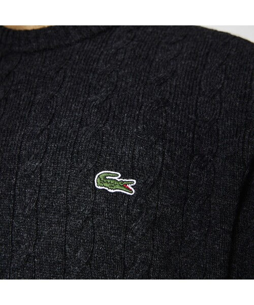LACOSTE(ラコステ)の「ケーブル編みニットセーター(ニット/セーター・メンズ・ネイビー/オフホワイト/イエロー/ダークグレー/グレー/チャコールグレー/ライトブルー・2/4/3/5)」の17枚目の写真