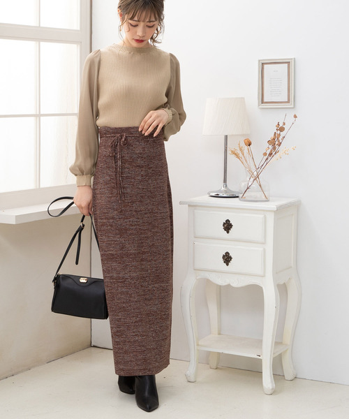 Newlyme（ニューリーミー）の「シフォンスリーブハイネックリブトップス（ニット/セーター・レディース・ブラック/ベージュ/パープル/グリーン/アイボリー/ボルドー/キャメル/セージグリーン/ブルー・MEDIUM/LARGE/X-LARGE/SMALL）」の15枚目の写真