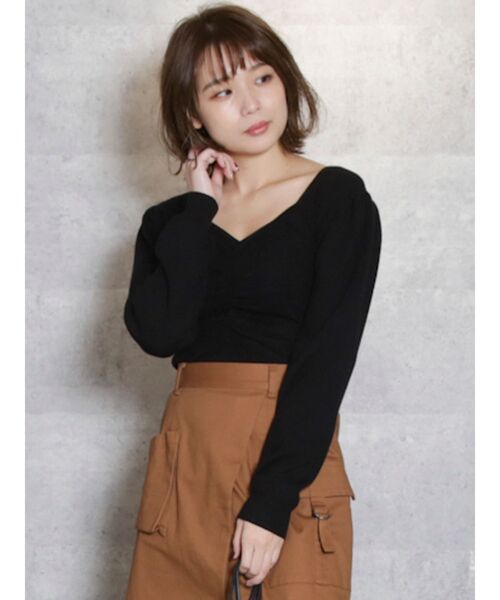 dazzlin（ダズリン）の「センターギャザーネックニットトップス（ニット/セーター・レディース・ブラック/パープル/ブラウン/モカ・FREE）」の3枚目の写真