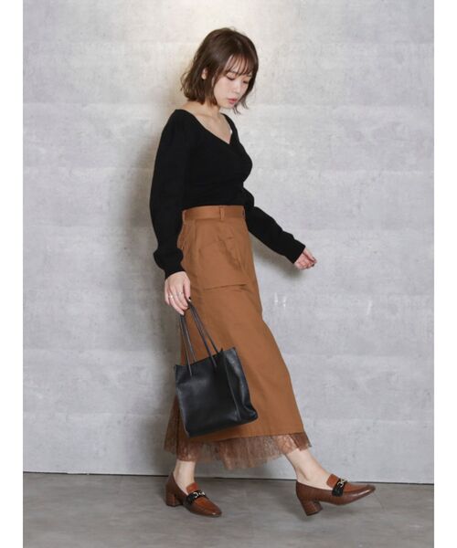 dazzlin（ダズリン）の「センターギャザーネックニットトップス（ニット/セーター・レディース・ブラック/パープル/ブラウン/モカ・FREE）」の6枚目の写真