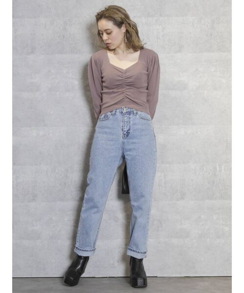 dazzlin（ダズリン）の「センターギャザーネックニットトップス（ニット/セーター・レディース・ブラック/パープル/ブラウン/モカ・FREE）」の9枚目の写真