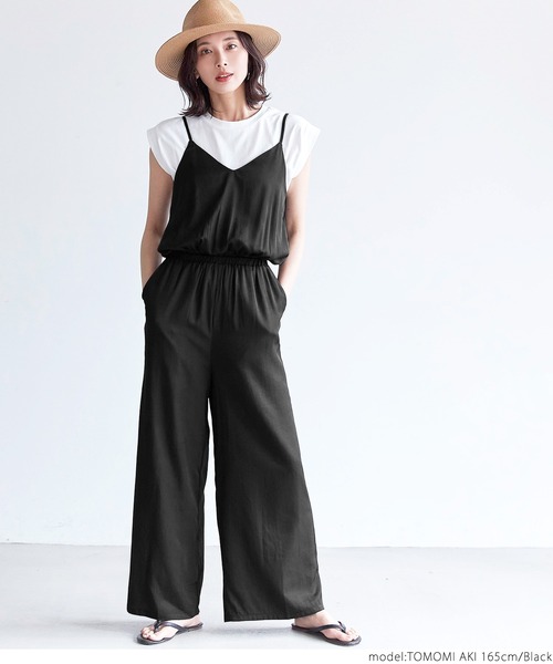 coca（coca）（コカ）の「キャミオールインワン（つなぎ/オールインワン・レディース・ブラック・ONE SIZE）」の2枚目の写真