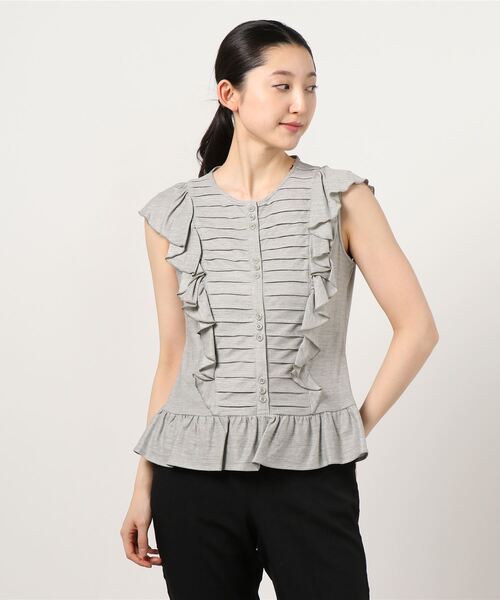 GGD（ジージーディー）の「HAVE A NICE TRIP / ハヴァナイストリップ　ウォッシャブルアサペプラムタックプリーツ（Tシャツ/カットソー・レディース・ベージュ/ブラック/バーガンディー/サンドグレー/ピンク・XXL/M/L/LL）」の3枚目の写真