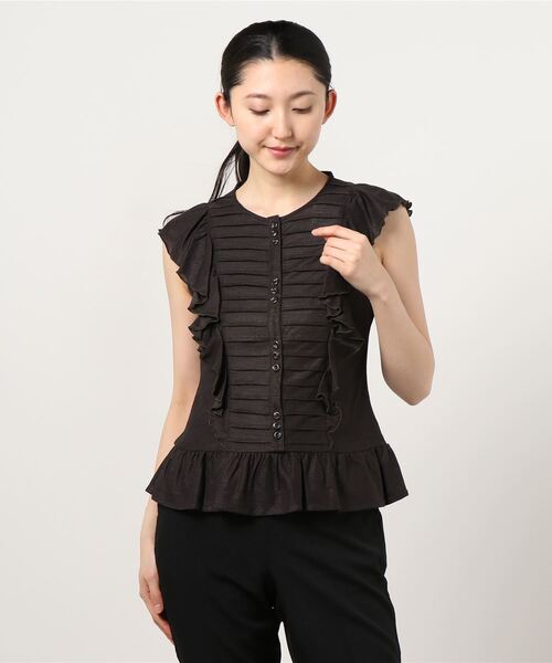 GGD（ジージーディー）の「HAVE A NICE TRIP / ハヴァナイストリップ　ウォッシャブルアサペプラムタックプリーツ（Tシャツ/カットソー・レディース・ベージュ/ブラック/バーガンディー/サンドグレー/ピンク・XXL/M/L/LL）」の5枚目の写真