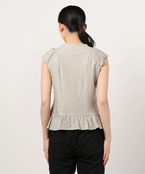 GGD（ジージーディー）の「HAVE A NICE TRIP / ハヴァナイストリップ　ウォッシャブルアサペプラムタックプリーツ（Tシャツ/カットソー・レディース・ベージュ/ブラック/バーガンディー/サンドグレー/ピンク・XXL/M/L/LL）」の7枚目の写真