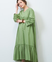 HERENCIA | ハシゴレース付き Vネック コットン ロングワンピース(ワンピース)